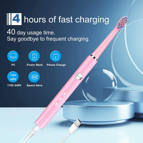 Electric Toothbrush, with 8 Replacement Brush Heads and 1 Travel Box,Sonic Toothbrush for Adults and Kids,Portable Rechargeable Toothbrush for Tra...