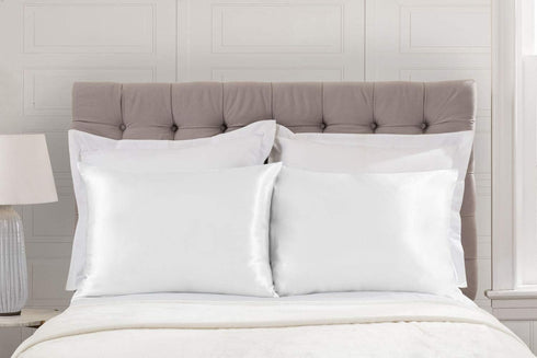 Satin Pillowcase with Zipper for Hair and Skin Care, Feels Soft and Cool Like a Silk Pillowcase, White Satin Pillow Cases 2 Pack, Slik Pillow Cove...
