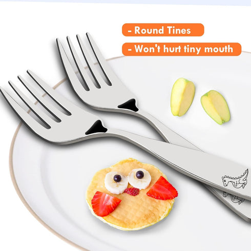 Lehoo Castle Kids Silverware Stainless Steel 6 Piece - Toddler Spoons and Forks Knife Set, Metal Kids Cutlery Set, Toddler Utensils Self Feeding (...