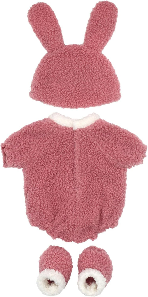 AISITE 18-20 Inch Baby Doll Clothes - 3 Piece Pink Romper, Bunny Hat and Socks Set for Reborn Baby Girl (Dolls NOT Included)...