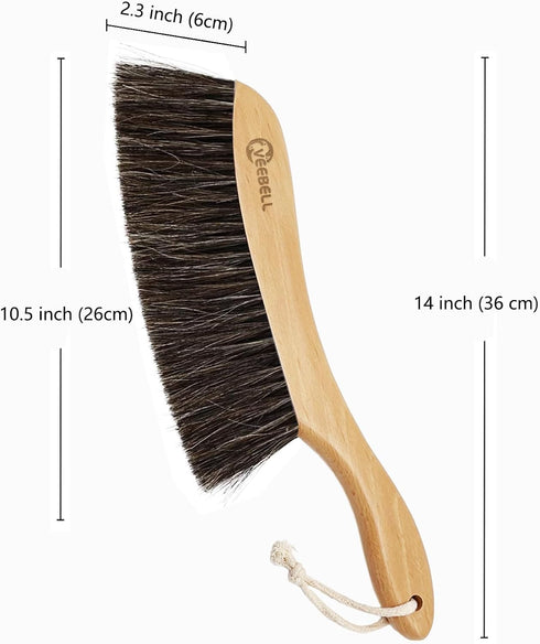 Horse Hair Brush Hand Broom Dusting Brush for Home Cleaning, Wood Handle Soft Brush Duster for Counter Furniture, Bed, Bench Fireplace,Car, Shop B...