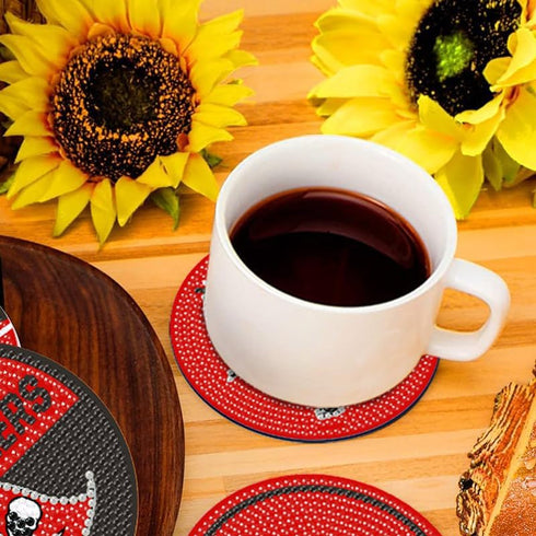 8 Pcs Diamond Painting Coasters Kit, DIY Football Diamond Art Coasters with Holder for Tampa Bay Adults Kids...