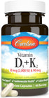 Carlson - Vitamin D3 + K2, 50 mcg (2000 IU) Vitamin D3 & 90 mcg Vitamin K2 as MK7, Bone Support, Calcium Absorption, 120 Capsules...