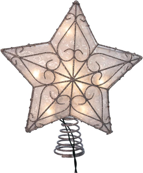 Kurt Adler UL 10-Light Metal Trimmed Capiz Inspired Star Treetop...