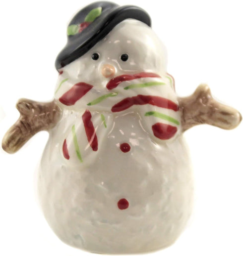 Christmas Santa & Snowman North Pole Winter Ceramic Magnetic Salt Pepper Shakers...