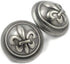 Bezelry 12 Pieces Fleur De LYS Domed Gray Silver Metal Shank Buttons 18mm (11/16 inch)...