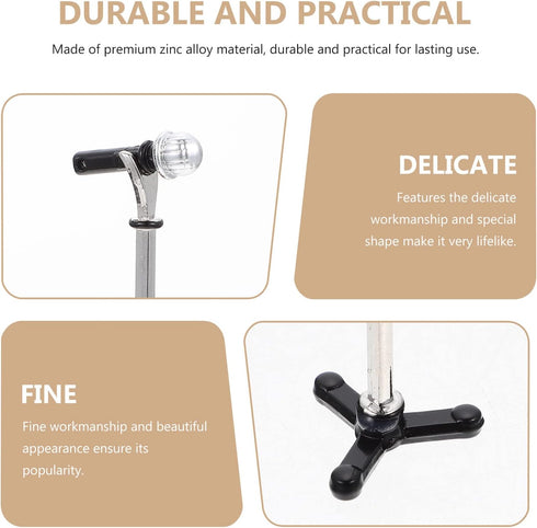 LUOZZY Miniature Microphone Mini Musical Instrument Dollhouse Mini Microphone Model with Stand for 1:12 Dollhouse Accessories Display - Black...