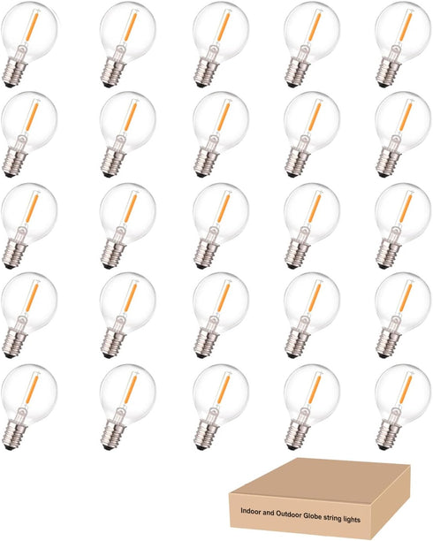 G40 Led Replacement Light Bulbs, 0.6W Shatterproof Globe Bulb, E12 Candelabra Base, 1.5 Inch Dimmable G40 Led Bulbs for Outdoor String Lights, Pat...