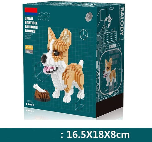 1380 Pieces Mini Building Blocks Animal Dog Husky Building Set - Mini Pets Companion 3D Puzzle Kit Toy Bricks Dog for Kids14 Years Old and Up (Cro...