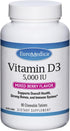 Euromedica Vitamin D3 5000 IU - 90 Chewable Tablets, Mixed Berry - Supports Overall Health, Strong Bones & Teeth + Immune System Function - 90 Ser...