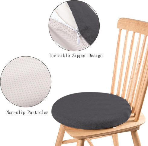 Seat Cushion Chair Pad, Round Non-Slip Comfortable Floor Soft Dining Chairs Office Bedroom Living Room Kitchen Chair Cushions Indoor (Dark Gray)...