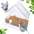 Window Bird Feeder, Bird House for Outside with 2 Rod, Small Acrylic Window Bird Feeder with Strong Suction Cups and Drain Holes 5.9 * 2.4 * 5.9 i...