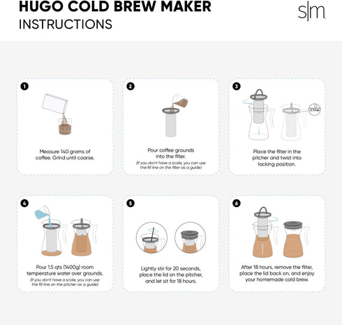 Simple Modern Hugo Cold Brew Coffee Maker | Airtight Pitcher with Fine Mesh Filter | Iced Tea Brewer | 1.5 Quart...