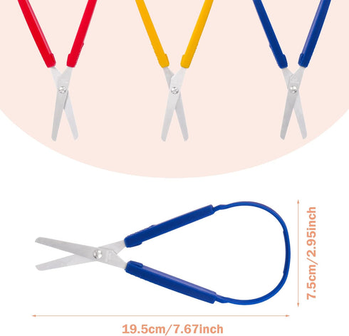 3PCS Scissors Adaptive Toddler Scissors Handle Self-Opening Scissors Cutting Grip Scissor Set Craft Easy-Open Squeeze Handle For Kids Children Adu...
