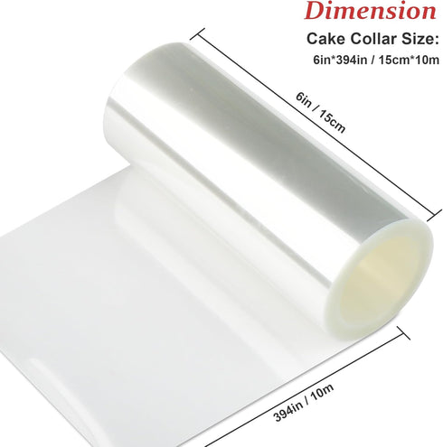 Cake Collar - 6 x 394inch/1 Roll-Transparent Acetate Cake Roll, Professional Acetate Sheets for Baking, Elegant Cake Wrapping, Edge Decorating....