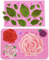 Large Rose Mold Silicone,Rose Flower and Leaves Fondant Cake Molds,Leaf Candy Chocolate Molds for Wedding Cake Decoration, Sugarcraft,Cupcake Topp...