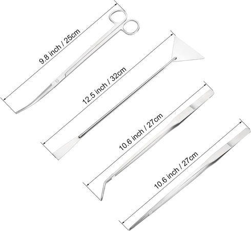 4 in 1 Set Tweezers Tool Kits Stainless Steel Brushed Tweezers Scissors Spatula with Flannelette Bag...