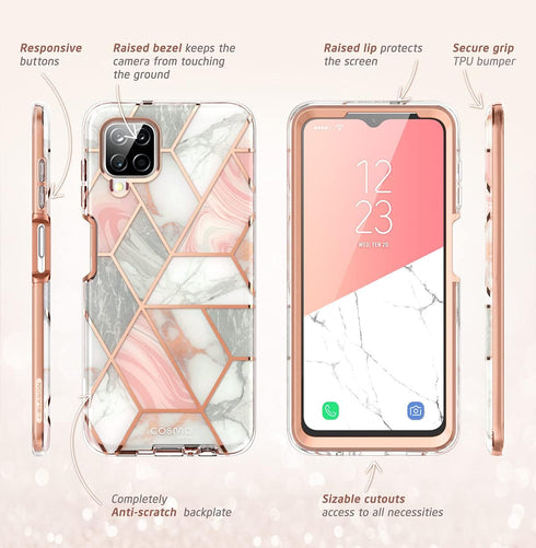 i-Blason Cosmo Series Protective Bumper Case with Built-in Screen Protector for Samsung Galaxy A12 (2021 Release), Marble Multicolor...