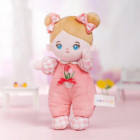 OUOZZZ Soft Baby Doll for Girls - My First Baby Doll Birthday Gifts for Girls Plush Rag Dolls Tulip Pink Dress Toy for Toddlers Kids Infants 10"...
