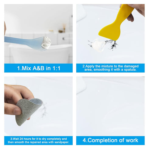 Fiberglass Tub Repair Kit,200g 7oz Porcelain Sink,Fiberglass Shower and Acrylic Bathtub Repair Kit White,Porcelain Repair Kit White,Quick to Fix C...