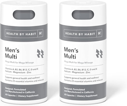 Health by Habit Mens Multi Supplement 2 Pack (120 Capsules) - 23 Essential Vitamins and Minerals, Supports General Health & Wellness, Non-GMO, Sug...