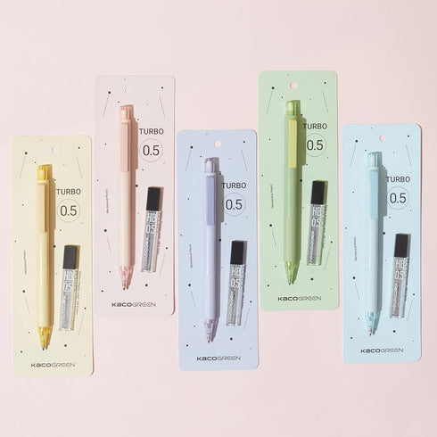 Kaco Mechanical Pencil Set, 5 Pieces Cute Pastel Pencils 0.5mm with 5 Tube HB Lead Refills (5 Pieces - 5 Mixed Color)...