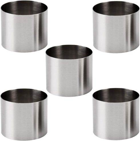 5Pcs Round Cake Rings Mold, 2-Inch Mini Cake & Pastry Ring, Stainless Steel Mousse Dessert Rings Set Cake Cookie Biscuit Cutter Muffin Baking Mold...