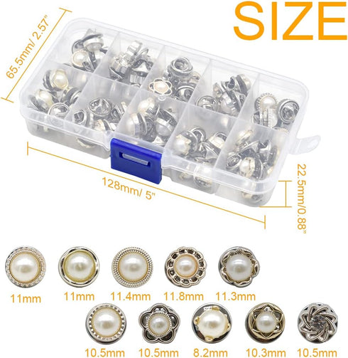 80Pcs 10 Styles Women Shirt Brooch Buttons Cover up Button Pearl Safety Brooch Pins Button for Clothing Dress Supplies Clothing Bags Accessories S...