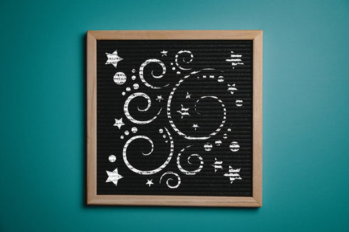 Stars and Swirls Logo Stencil 5.5x5.5 inches Arts and Crafts Material Scrapbooking for Airbrush Painting Drawing and More Reusable Stencil STENCIL...