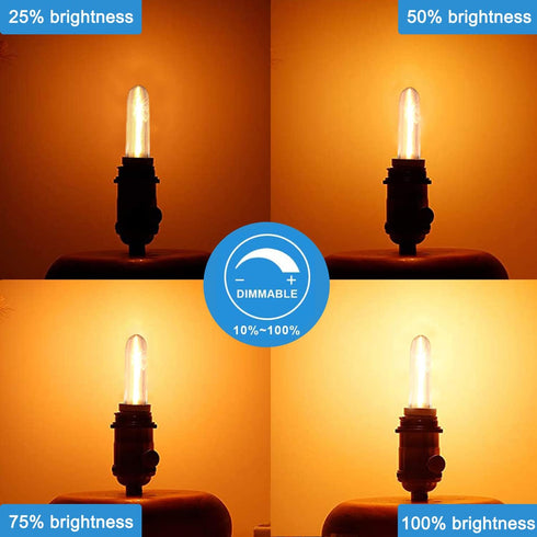 12 Pack Dimmable E12 LED Bulbs, 0.6W Led Candelabra Bulbs 2700K Warm White, Vintage T13 LED Replacement Light Bulbs for C7/E12 Bases S14 G40 Outdo...
