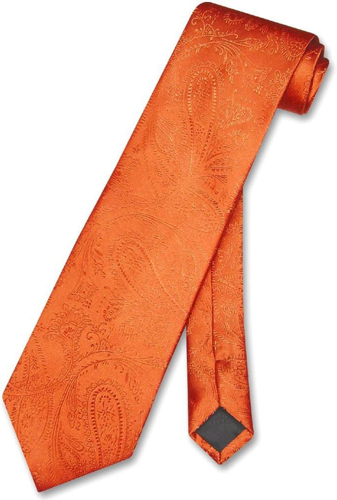 Vesuvio Napoli NeckTie BURNT ORANGE Color Paisley Design Men's Neck Tie...