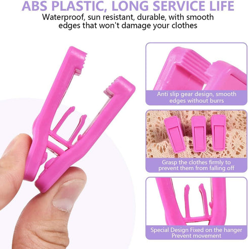 40 Pcs Plastic Baby Hanger Clips Slim-line Finger Clips Set for Clothes Hanger Velvet Hanger (Pink)...