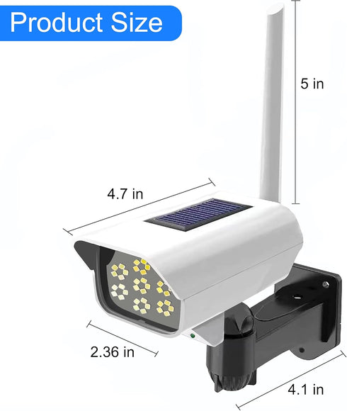 Solar Powered Fake Security Camera, Dummy Simulated CCTV Surveillance System with LED PIR Motion Sensor Detection Light for Indoor Outdoor Home, O...