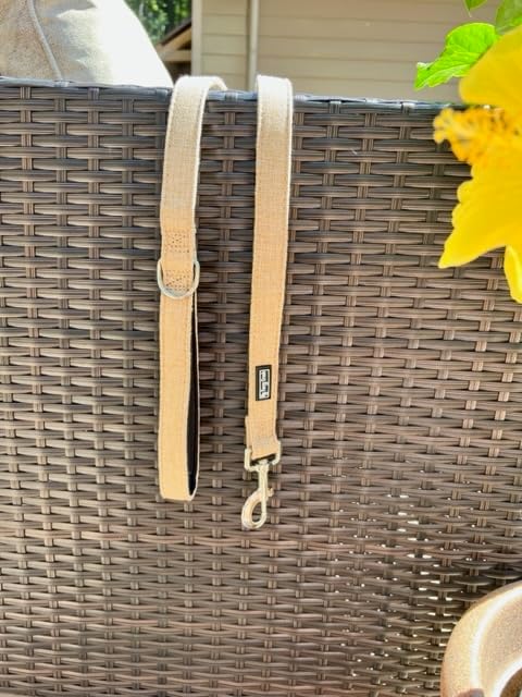 Light Khaki Large 6 Ft Hemp Dog Leash, Neoprene Padded Handle, Choose from 10 Colors (Large - 6 Feet, Light Khaki)...