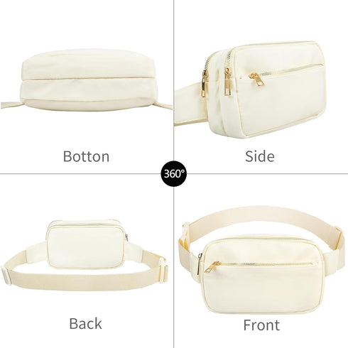 Fashion Fanny Bag-Waist Pack With Adjustable Belt Bag-Unisex Crossbody Pack For Travel Running Hiking-Beige...