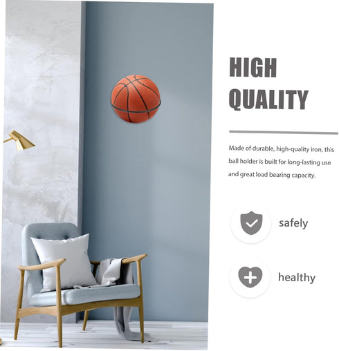 Kisangel 2 pcs Display Stand Soccer Storage Rack Basketball net Basketball Holder Rack Wall Basketball Hoop Black Shelf for Wall Exercise Ball Sta...