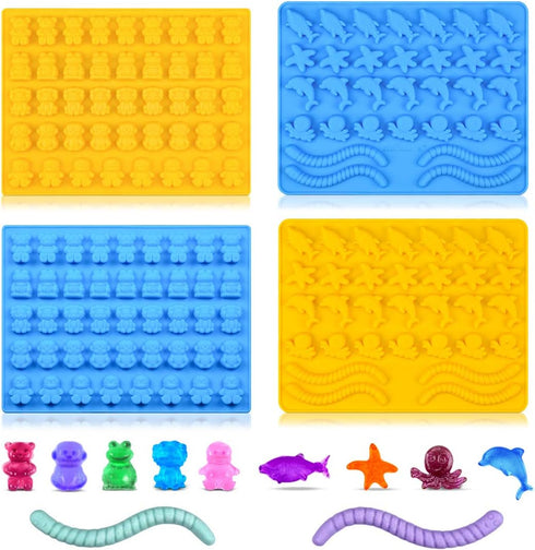 Gummy Bear Mold Candy Molds - Chocolate Molds Including Bears, Frogs, Lions, Monkeys, Penguins, Worms, Starfishs, Dolphins, Octopus, Sharks Sea Mo...