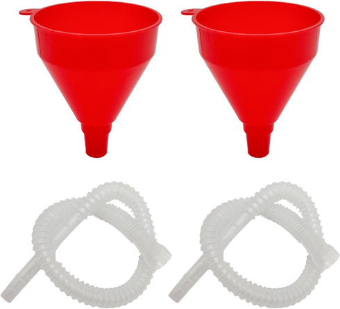 2 PCS Funnels for Automotive Use, Flexible Plastic Wide Mouth Funnel with Long Hose, Filling Funnel for Engine Oil Gas Fuel Water Fluid Liquid Tra...