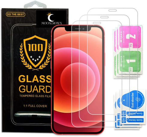 Compatible for iPhone 12 Screen Protector for iPhone 12 Pro Screen Protector, Tempered Glass Film for Apple iPhone 12 and iPhone 12 Pro, 3-Pack Cl...