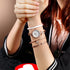 CdyBox Women Crystal Watch with 3 Bracelets Set Quartz Wrist Watches Bangle Jewelry 4pcs/Set for Ladies (Rose gold white)...