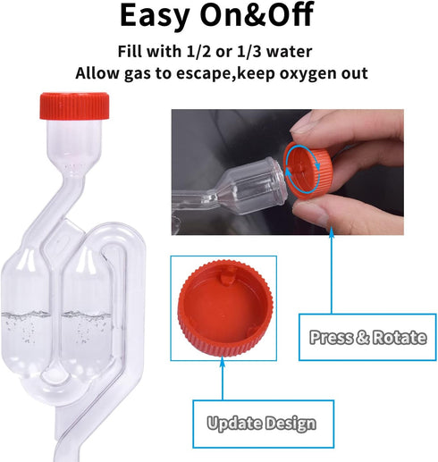 Zazolyne 5ct. S - Shape Airlock with # 6 Stopper 5pcs & Grommets 10pcs,Bubble Fermentation Airlock for Brewing Wine Making Sauerkraut Kimchi (Impr...
