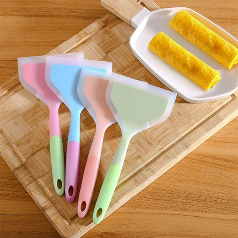 Omelette Spatula 10-Inch Silicone Pancakes Shovel Durable Heat-resistant Wide Spatula Turner Nonstick Fried Shovel for Eggs Crepes Brownies Fish P...