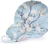 8oz Blue Fine Bone China Coffee Cup with Saucer,Colored Flowers,White Crane Porcelain Tea Cup and Saucer...