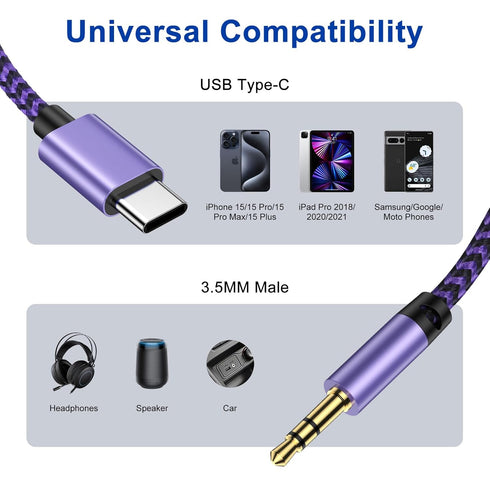 Type C to 3.5mm Samsung Audio Aux Cable 3FT Compatible Galaxy S24 Ultra S23 Plus S22 S21 S20 FE,Google 8A 7A 6A 5A 8 7 6 Pro, USB C to Aux Male He...