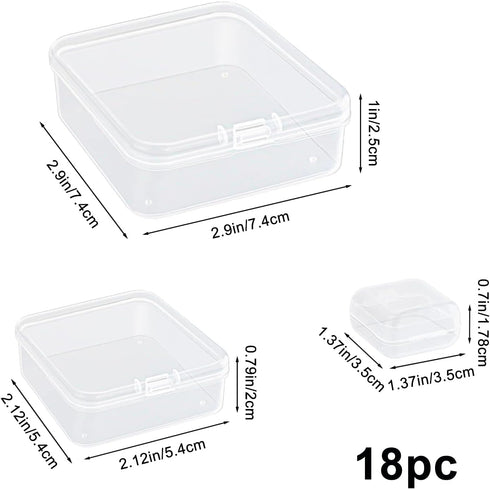 Mini Storage Containers, Mixed Sizes Small Rectangular Clear Plastic Storage Containers Box with Hinged Lid for Beads, Organizie Tiny Items, Other...