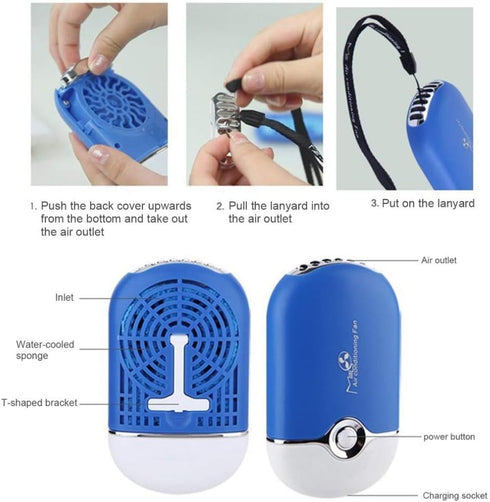 Yimart Portable Rechargeable Electric Bladeless USB Mini Air Conditioning Refrigeration Blower Dryer Fan For Eyelash Extension (Blue)...