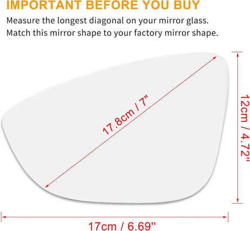 X AUTOHAUX Left Driver Side LH Mirror Glass W/Adhesive W/Adhesive for Volkswagen CC 2009-2017 for Volkswagen Eos 2009-2016 for Volkswagen Passat 2...