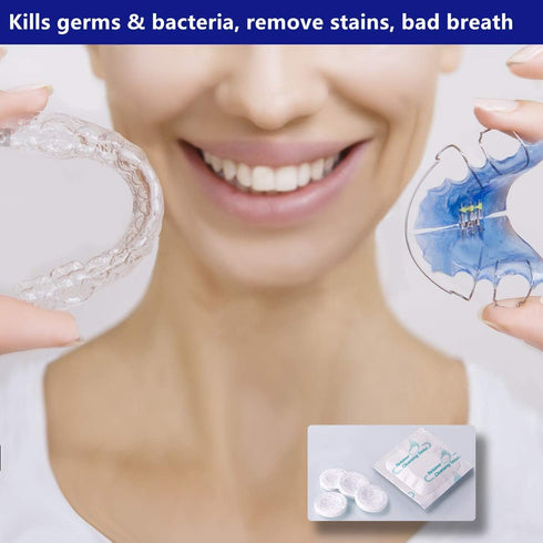 Retainer Cleaning Tablets 120 Tablets - 4 Months Supply, Mouth Guard Cleaner, Remove Stains and Bad Odor, Prevent Brace Discoloration, Mint Flavor...