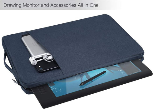 Drawing Tablet Sleeve Case for UGEE M708, GAOMON PD1161, Huion HS610 HS611/ Inspiroy 2, HUION KAMVAS 12/13, Wacom PTH660, XP-Pen Deco 01 V2, Navy ...