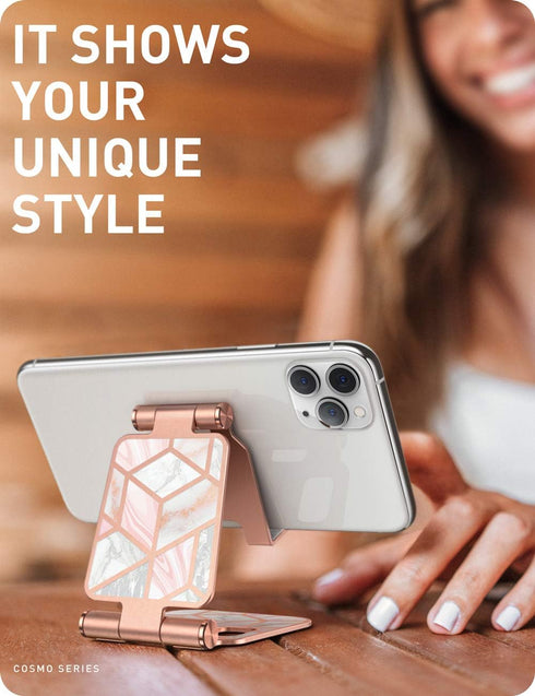 i-Blason Cell Phone Stand for Desk, Cell Phone Holder, Fits All Smart Phones, iPhone 16 15 14 13 Pro Max, Foldable Phone Stand Holder, Marble...